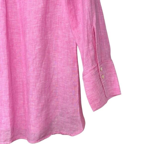 Lilly Pulitzer Deanna Popover Linen Tunic Top Pink Sunset Size 4 - Picture 9 of 11